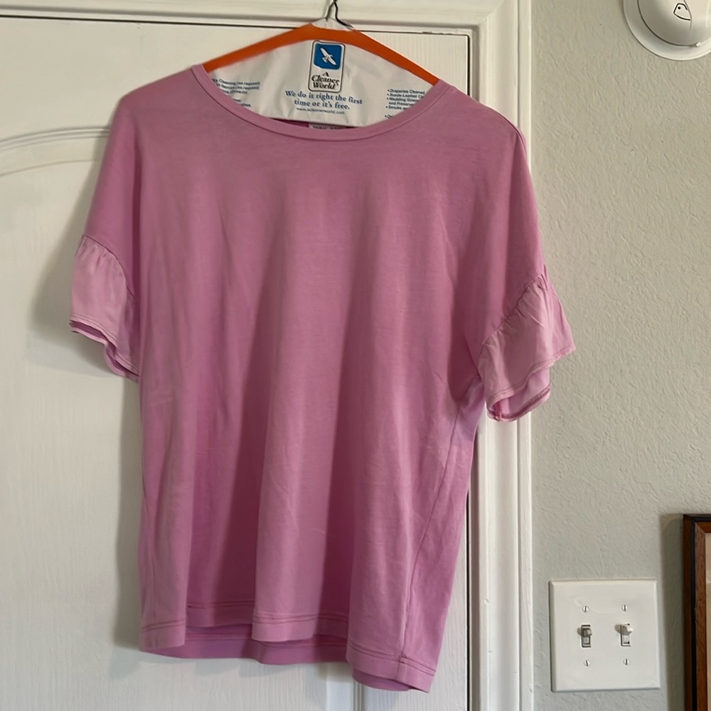 Lovely pink ruffle sleeve shirt